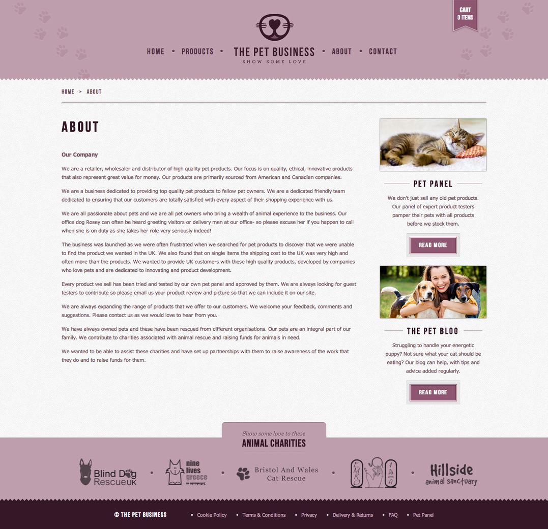 The Pet Business about page.