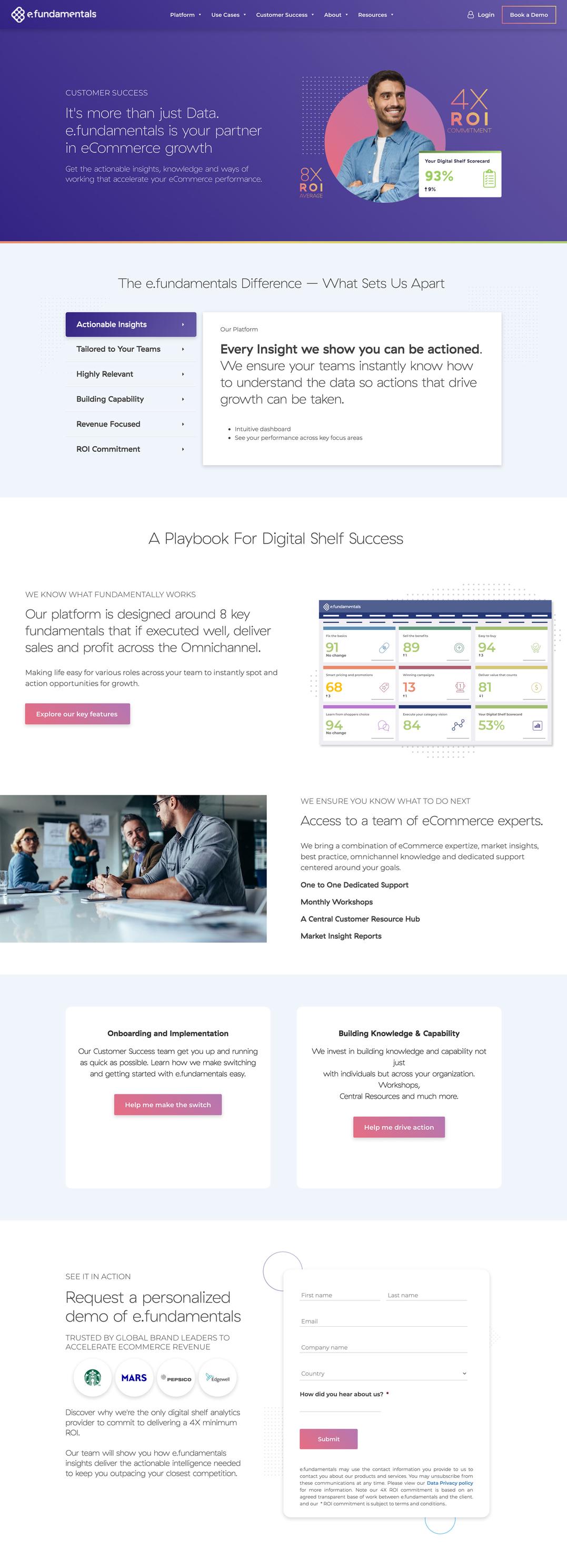 The Customer Success page, including tab and form components.