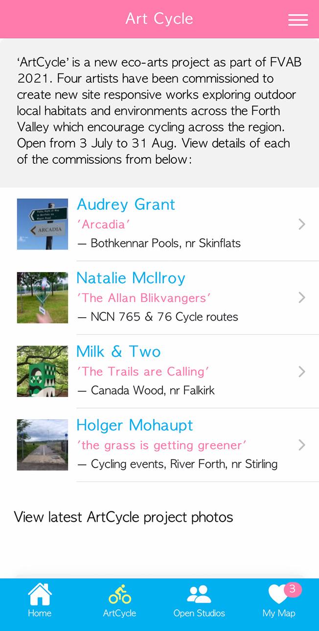 The app Art Cycle information page