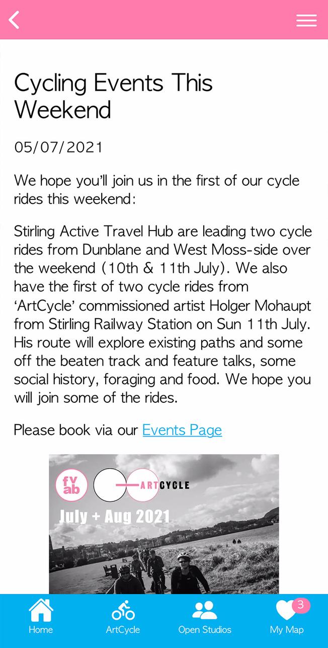 The app news page showing a news item