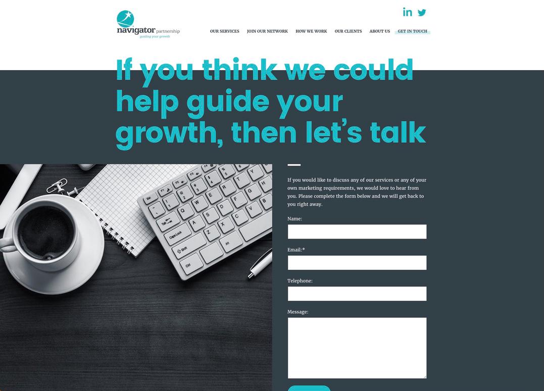 The Navigator Partnership contact page with contact form